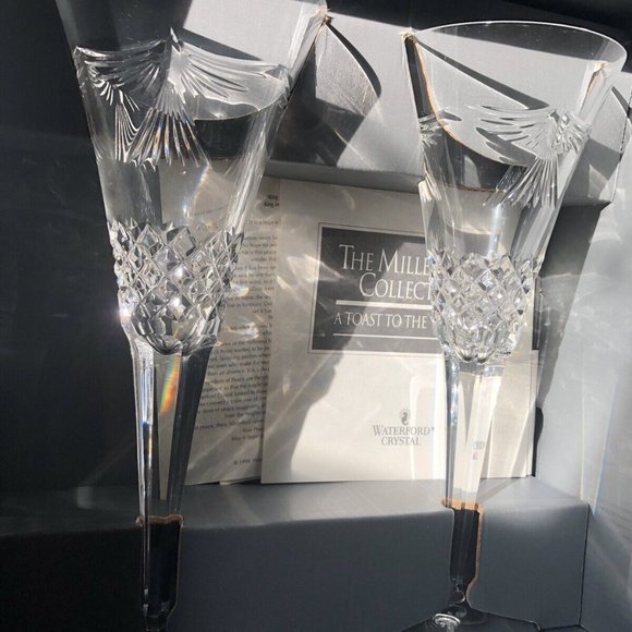 Waterford The Millenium Peace Toasting Flutes BOX AND PAPERWORK VTG GIFT FOR MOM - Picture 3 of 7